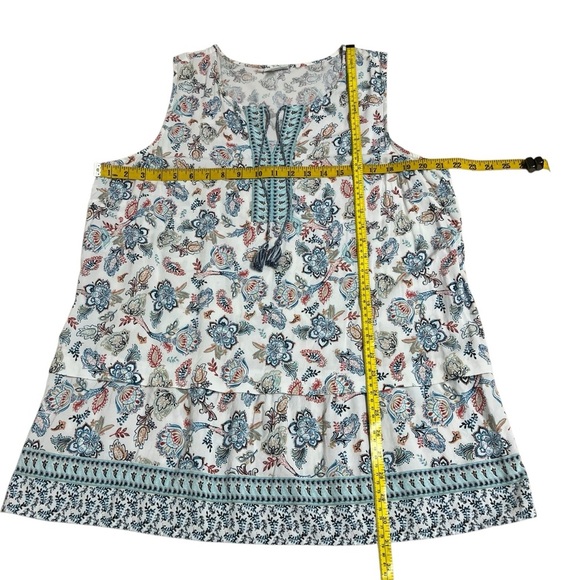 J. Jill Folkloric Boho Paisley Floral Tassel‎ Sleeveless Top Blouse Bohemian XL - Picture 4 of 14